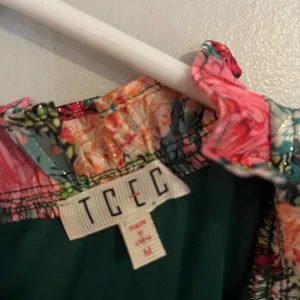 TCEC Floral Ruffle‎ Sleeve Dress - Pink and Green thumbnail 3