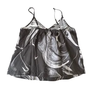 Athleta Calm Cool Cami Cupro Silk Black White Marble Swirl Tank Top Small S Yoga thumbnail 2