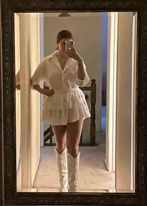 White Vegan Leather Cowboy Boots Size 10 thumbnail 1