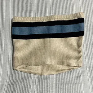 Edikted Ribbed Knit Tube Top in Blue and Black thumbnail 3
