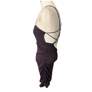 Lulus Take Me Anywhere Purple black glitter Mini Dress Medium Open Back Strappy thumbnail 7