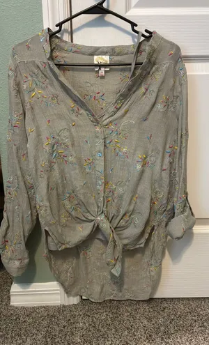 Fig Anthropologie & Flower Embroidered Blouse thumbnail 1