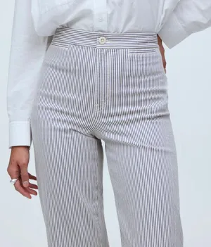 NWT Madewell The Emmett Wide-Leg Crop Pant: In Smokey Grape Stripe Size 23 thumbnail 3