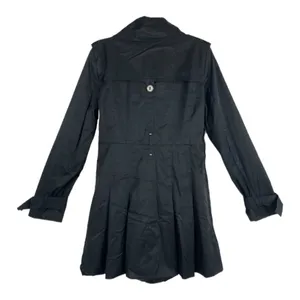 Kenneth Cole Black Trench Coat Sz L thumbnail 7