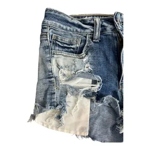 American Eagle Blue Shortie Stretch X Distressed Denim Shorts Size 2 Cotton thumbnail 2
