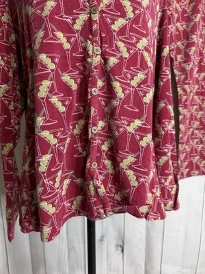 Soma Personality PJs Long Sleeve Pajama Pant Set Martini Olives Top: XL Pants: L thumbnail 3