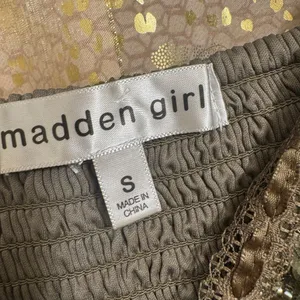 Madden Girl Olive Green Beaded Floral Sequin Lace Camisole Tank Top thumbnail 4