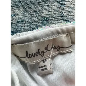 Lovely Day White Iridescent Sequin Corset Lace Up Back Bodycon Mini Dress Medium thumbnail 3