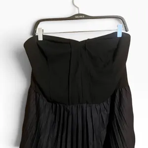 Plus Size 5X Strapless Ombre Pleated Maxi Evening Dress Black Pink thumbnail 5