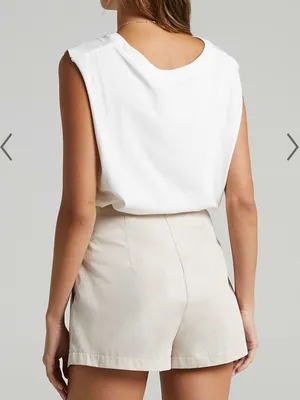 Showpo Elyssa Pleated Shorts - Beige thumbnail 3