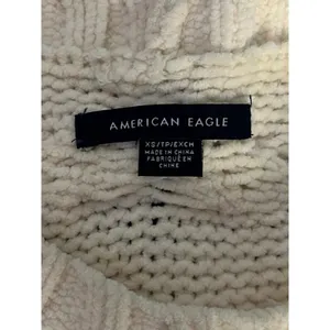 American Eagle Women's Size xs Cable‎ Knit Sweater Beige Cream Pullover thumbnail 3