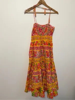 NEW Farm Rio Mixed Fruits Paradise Midi Dress Size XS NWOT Tropical Cotton thumbnail 8