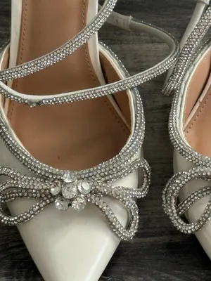 steve madden viable white embellished heels thumbnail 2