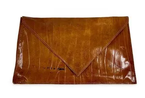 Mustard Flat Envelope Clutch Brown thumbnail 1