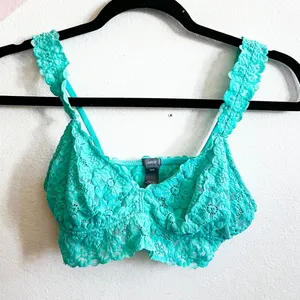Aerie Lace Floral Bralette Y2K Coquette Cottagecore Fairy Turquoise‎ Medium thumbnail 1