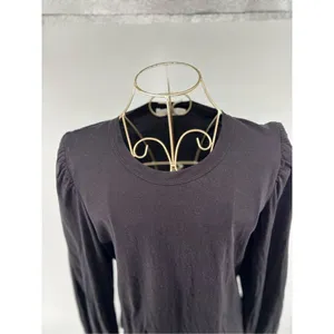 ALC Frank Black Cotton Long Sleeve Blouson Blouse Smocked Cuff Women’s Size Medium thumbnail 7