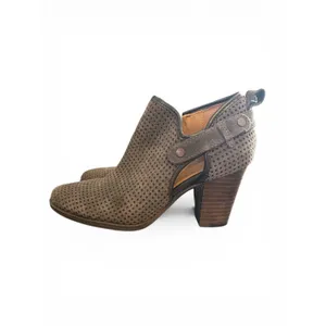 Franco Sarto Womens Olive Taupe Perforated‎ Suede Side Cutout Ankle Booties 6.5 thumbnail 3