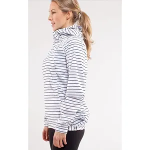 Lululemon Spring Jacket Pack & Go Pullover Quiet Stripe White Navy Women 4 Run thumbnail 2