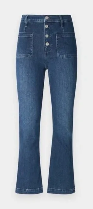 FRAME NWT Womens Size 29 29x27 Blue Le Bardot Cropped High-Rise Flared Jeans NEW thumbnail 1