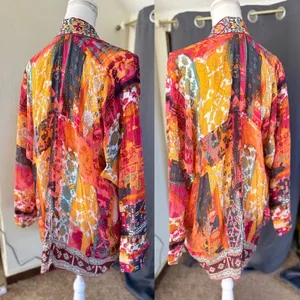Love Kyla Boho Kimono Cardigan Womens One Size Embroidered Patchwork Viscose thumbnail 7