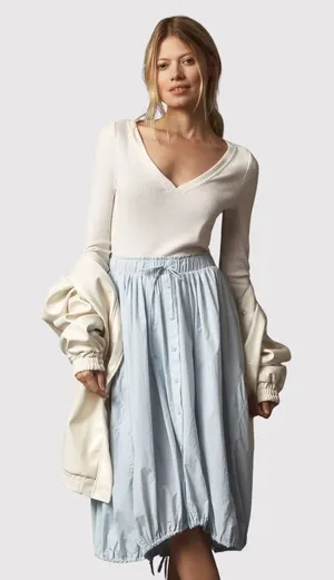 Anthropologie Daily Practice Midi Dress Blue Twofer V Neck Ribbed Stretch Medium thumbnail 1