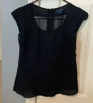American Eagle outfitters black short sleeve business casual top thumbnail 1