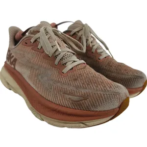 Hoka One One Clifton 9 Running Shoes MetaRocker Walking Sandstone Cream Pink 9B thumbnail 2