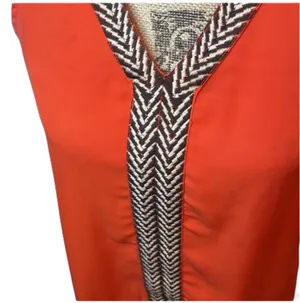 THML Orange Racerback Blouse with Chevron V-Neck Trim thumbnail 3