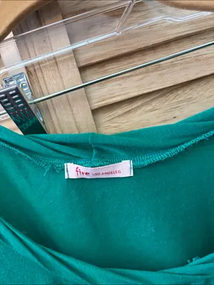 Fire Los Angeles Emerald Green Short Sleeve Scoop-Neck Top Medium thumbnail 4
