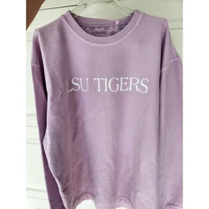 Pressbox Purple LSU‎ Tigers Vintage Wash Pullover Cord Comfy Sweatshirt XL NWT thumbnail 3