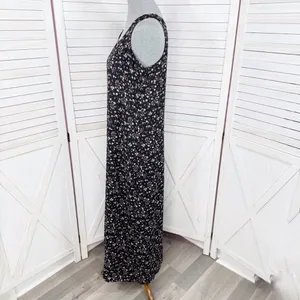 Vintage 90s Y2K Kathie Lee Floral Sleeveless Shift Maxi Dress Black Pink Medium thumbnail 2