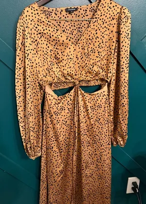 Mittoshop Tan Long Sleeve Cutout Dress thumbnail 1