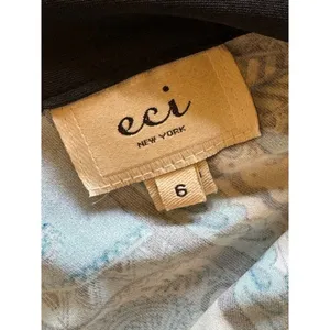 Eci New York Dress Womens 6 Blue And Black Paisley‎ Beaded V Neck Tie Back Maxi thumbnail 9