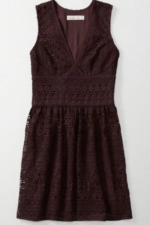 Abercrombie‎ & Fitch Burgundy Crochet Sleeveless V-Neck Spring Dress Size 2 thumbnail 1