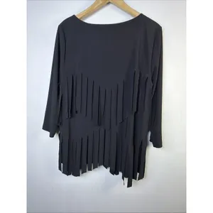 Ali Miles Black Fringe Blouse large whimsygoth western bohemian hippy festival thumbnail 2