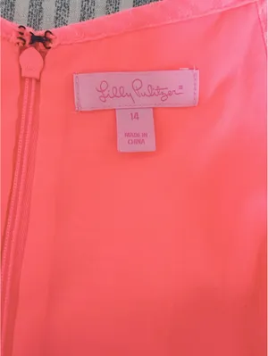 Lilly Pulitzer Larina Shift Dress Pink Sun Ray Size 14 Coastal Metallic Neon thumbnail 4