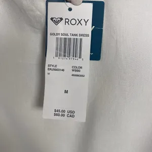 NWT ROXY Goldy Soul Mini Beach Tank Dress White‎ Sheer Coverup Medium thumbnail 7
