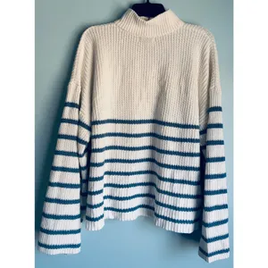 Edikted Sweater Oversized Quarter Zip Striped Bell Sleeve Knit Medium thumbnail 8