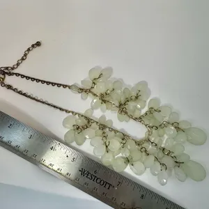 Green chandelier gold tone statement necklace thumbnail 4