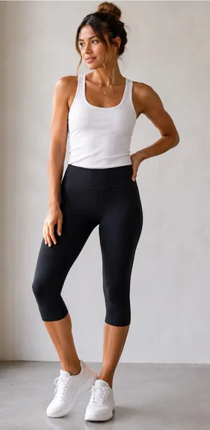 Athleta Be Free Black Crop Capri Leggings 17" Inseam High Rise Athletic Yoga Pan thumbnail 1