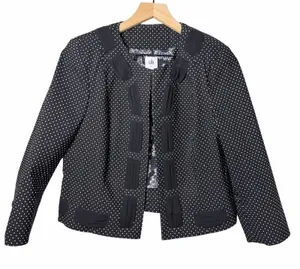 Cabi Polka Dot Jacket Black White Stretch 3/4 Sleeve Jacket Blazer Size 8 thumbnail 1