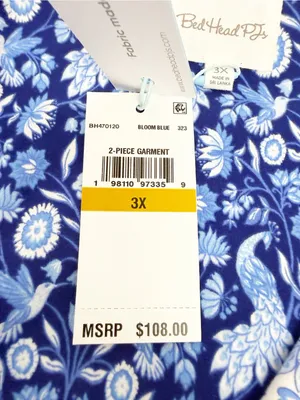 BedHead 3/4 Sleeve Classic PJ Set Bloomscape Blue Bird Floral Cropped Pajama Set thumbnail 14