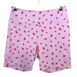 Cabana by Crown & Ivy Watermelon Print High Rise Athletic Bike Shorts Pink XL thumbnail 1