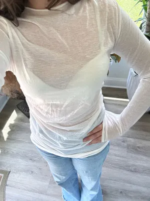 Long Sleeve Transparent Top White thumbnail 1