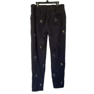 Lou & Grey LOFT Womens Black Embroidered Skier Ski Sweatpants Small Cozy Winter thumbnail 3