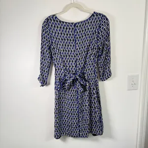 Boden Kelly Shift Dress Blue Geometric Career Office‎ Preppy Womens UK 8 US 4 thumbnail 4