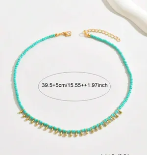 Handmade Bohemian Faux Turquoise Teardrop Pendant Necklace, Versatile Casual Necklace For Women Gift thumbnail 2