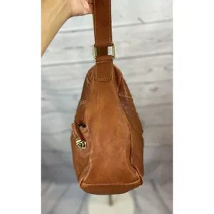 Chocolat Blu Brown Leather Hobo Shoulder Bag Multi Pocket Zip Boho Satchel Purse thumbnail 5