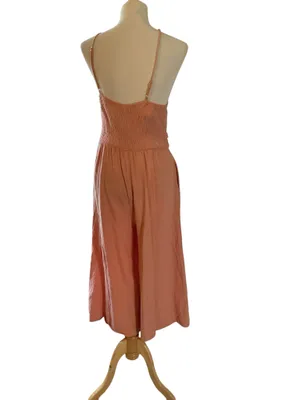 Boho Asymmetrical One-Shoulder Wide Leg Jumpsuit Coral Pink - Size L thumbnail 2