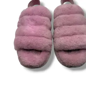 UGG Fluff Yeah Slide‎ Slippers Womens 8 Pink Sheepskin Fur Logo Strap Sandals thumbnail 7